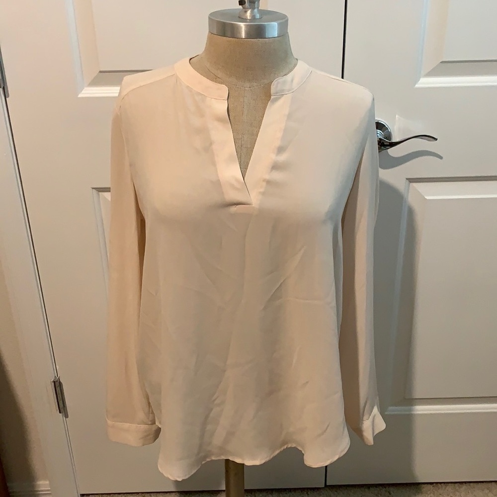 SWEET RAIN V NECK CHAMPAGNE ROSE BLOUSE GU SZ L